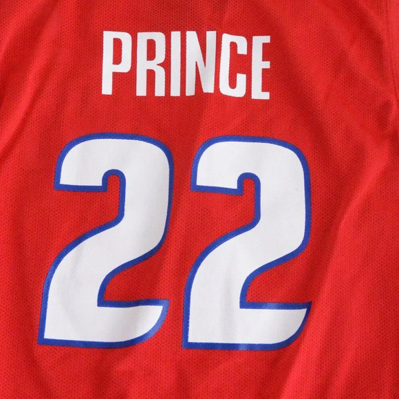 Reebok NBA Authentics Detroit Pistons #22 Prince Red Blue Basketball Jersey - Picture 13 of 13